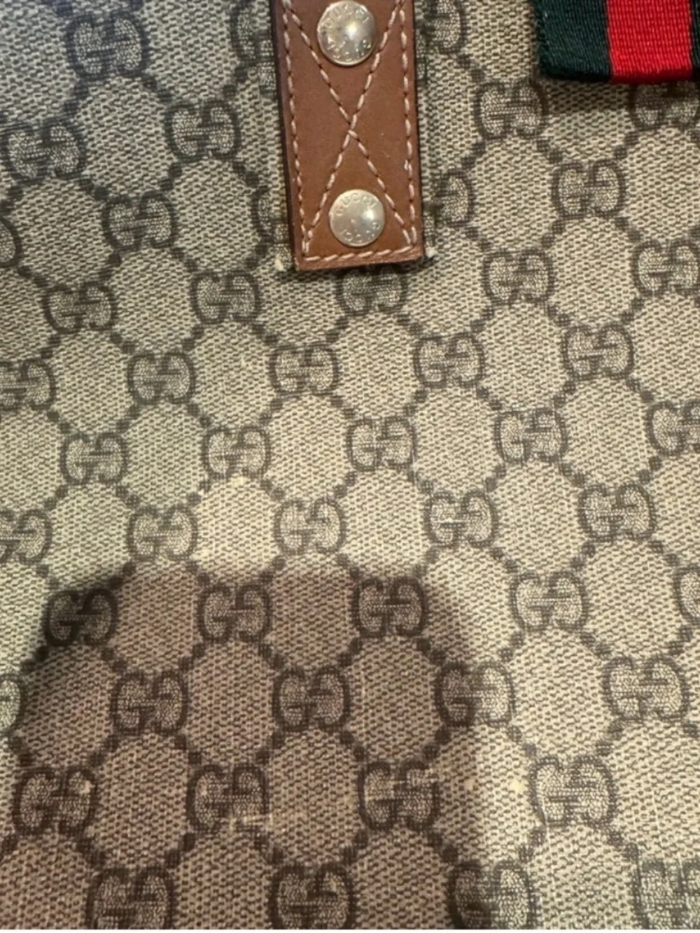Gucci Brown/Beige GG Canvas Tote with Web Accent